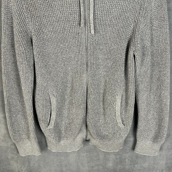 J Mclaughlin Sweater Women Large Gray Zip Cardigan Waffle Knit Minimalist Preppy - Picture 3 of 13